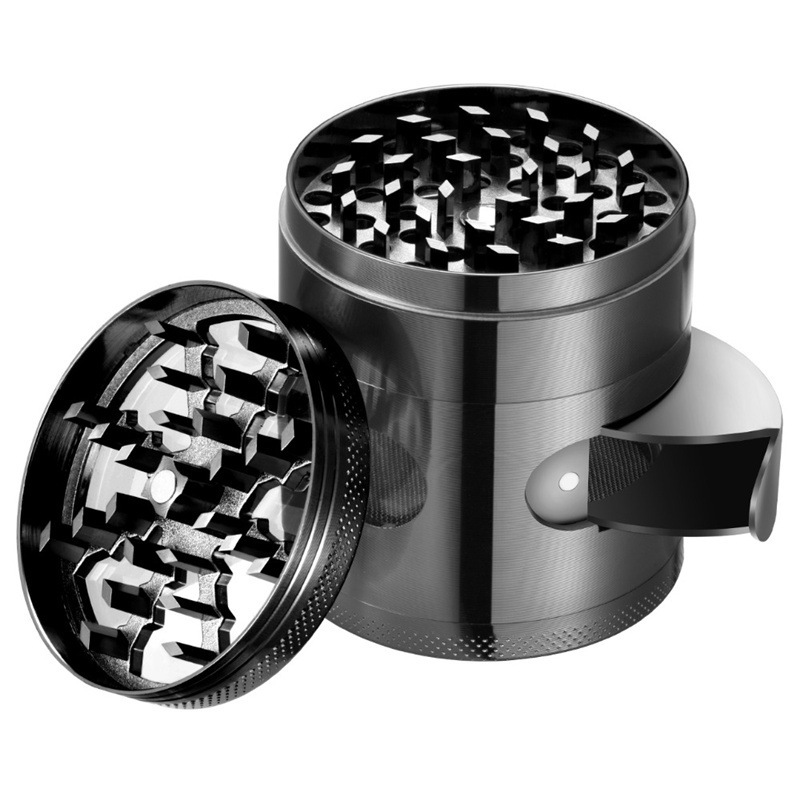 DPAG079 Premium Zinc Alloy Herb Grinder with Skylight and Lightning Bolt Design – 60mm Diameter, 4-Layer Grinding Machine