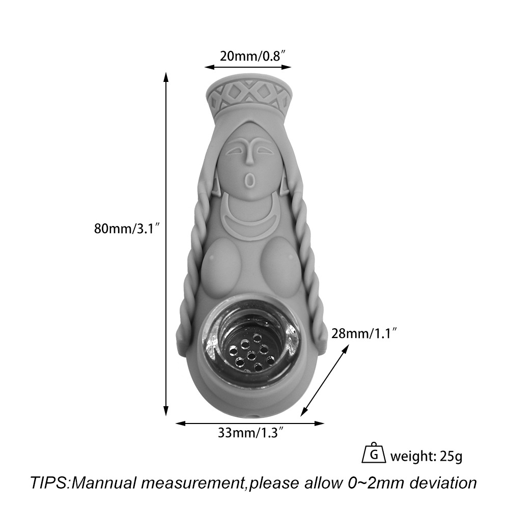 DPSP115  3.1 Inch Aboriginal girl silicone small pipe portable accessories pipe smoking utensils2