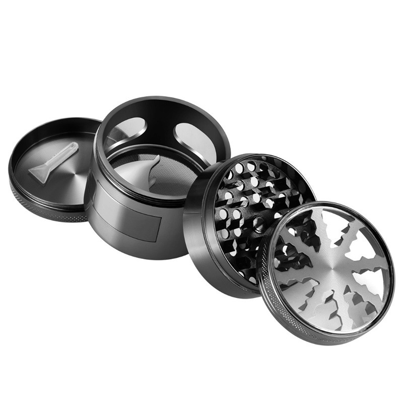 DPAG079 Premium Zinc Alloy Herb Grinder with Skylight and Lightning Bolt Design – 60mm Diameter, 4-Layer Grinding Machine