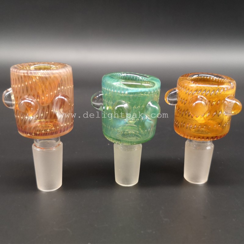 DPGB007 Thick Pyrex Glass Bowls with bubbles,3 clear marbles and silver fumed on the bowl