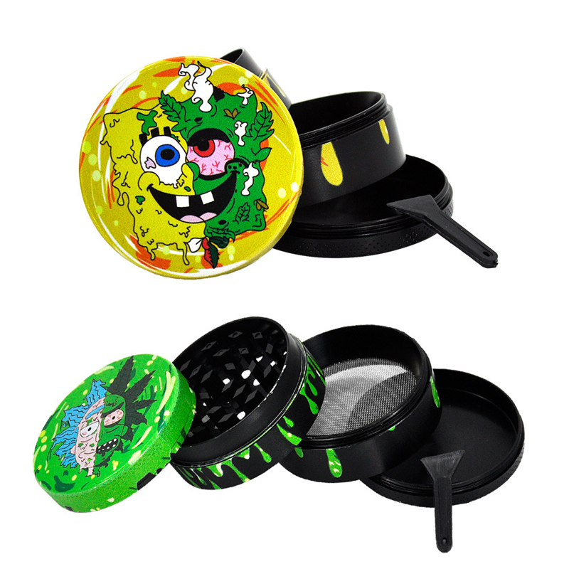 DPAG038 50mm UV color printing RICK pattern 4-layer  zinc alloy cigarette grinder