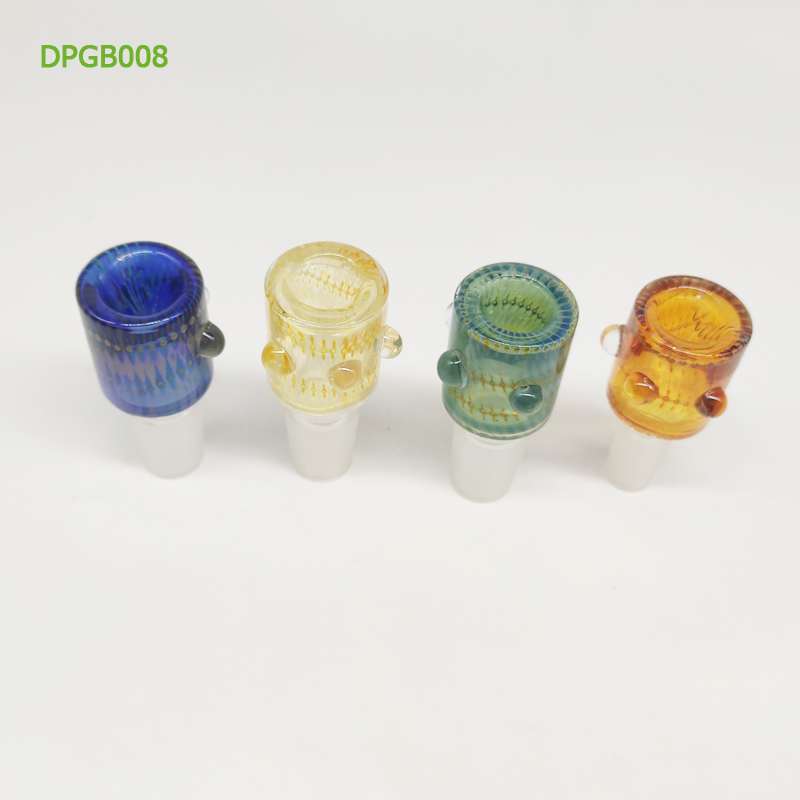 DPGB008 Thick Pyrex Glass Bowls with bubbles,3 clear marbles and golden  fumed on the bowl