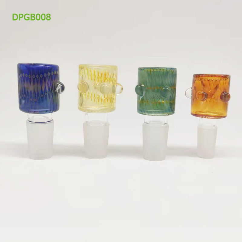 DPGB008 Thick Pyrex Glass Bowls with bubbles,3 clear marbles and golden  fumed on the bowl