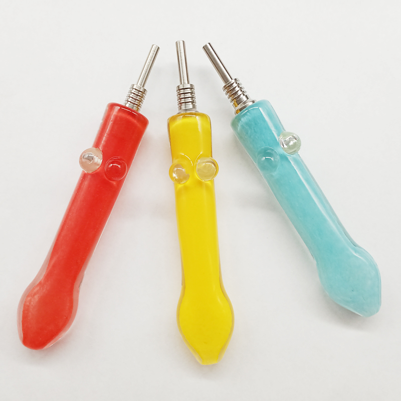 DPGHS004 3.6Inch High Quality Glass Honey Straw With 10Mm Male Titanium Tip