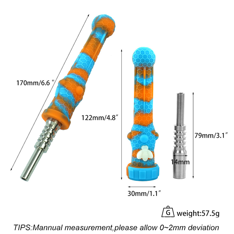 DPSP080 4.8 Inch Length  Silicone Nectar collector with 10mm Stainless Steel Tip3