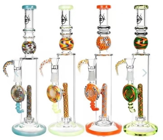 DPGWP024 13.8 inch US colored glass bong with 14mm colored funnel bowl