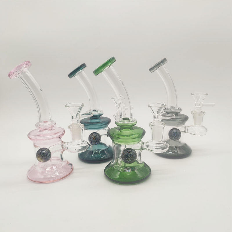 DPGWP008 Chinese colored  Mini Dab Rig  with dicro ball on the bottle with 14mm  funnel bowl