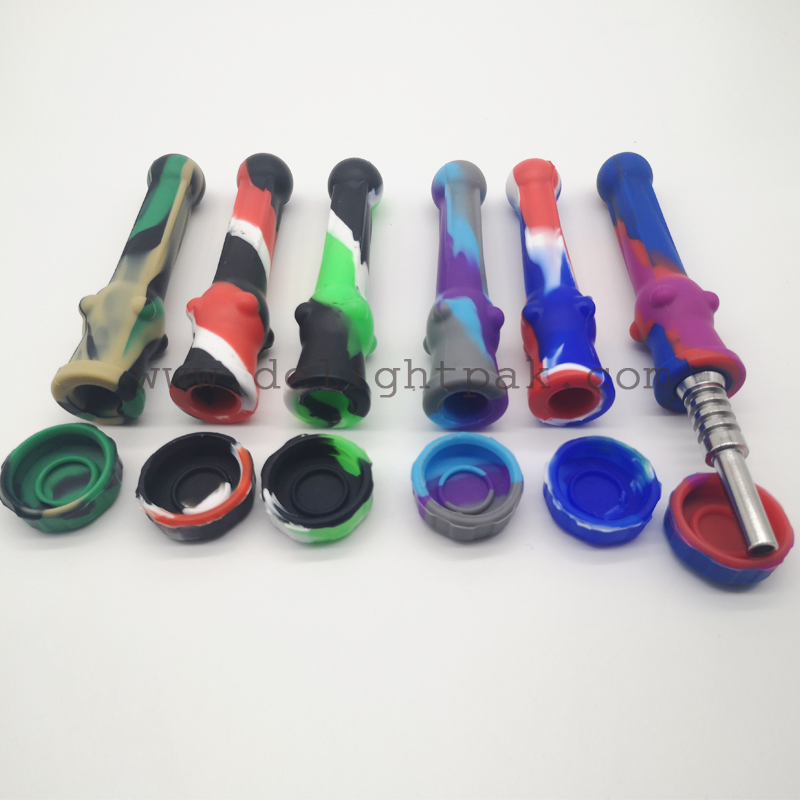 DPSP003 4.7″ FDA Silicone Handle Tobacco Smoking Pipe Holder with 14mm titanium tip