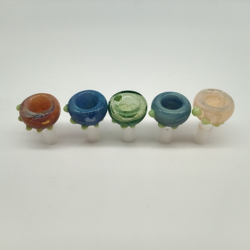 DPGB023 Thick Pyrex Glass Bowls with bubbles,3 colored marbles and silver fumed on the bowl,dia=28mm, H=62MM