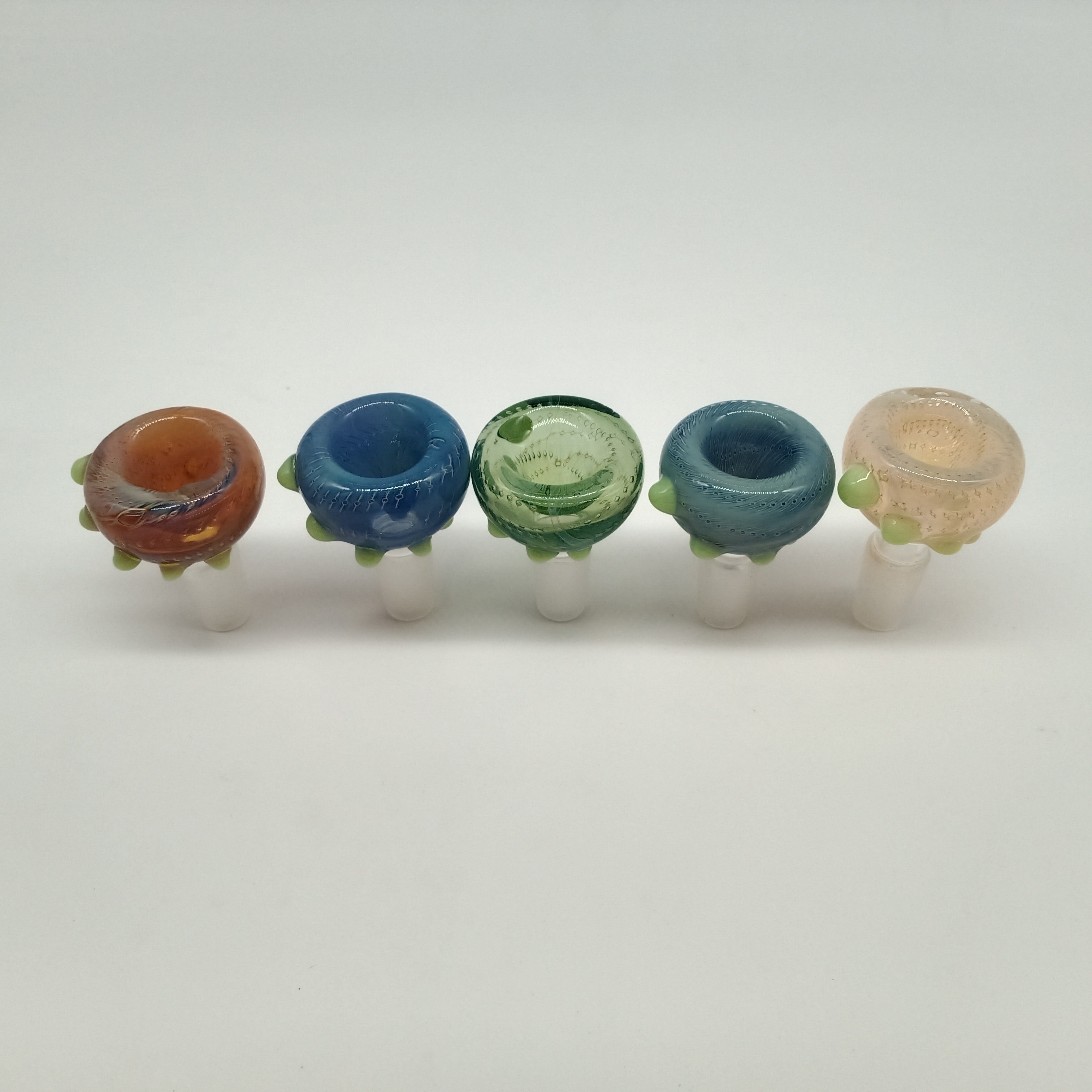 DPGB023 Thick Pyrex Glass Bowls with bubbles,3 colored marbles and silver fumed on the bowl,dia=28mm, H=62MM2