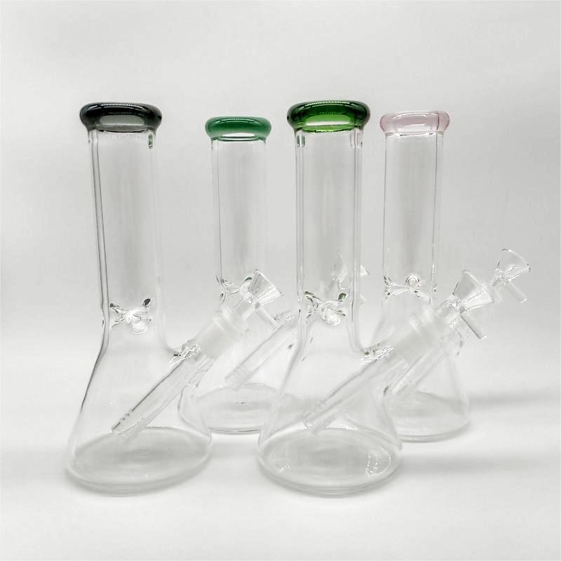 DPGWP029 8 inch colored lip glass beaker with downstem and  14mm funnel bowl