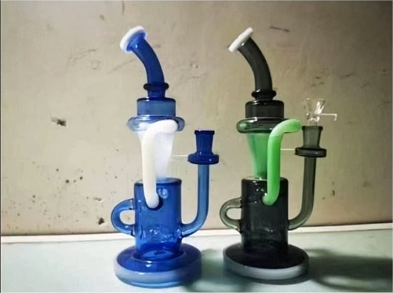 DPGWP040 10 inch colored recycler glass water pipe with  14mm funnel bowl