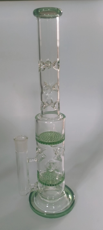 DPGWP045 15.4 inch colored recycler glass water pipe with  19mm funnel bowl