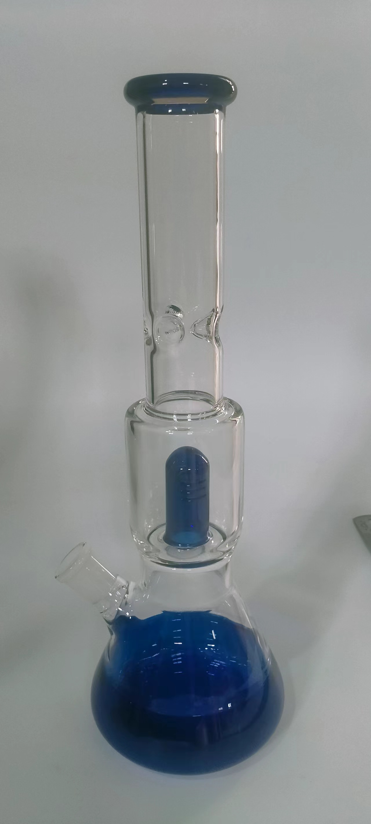 DPGWP049 13 inch colored recycler glass water pipe with 19&14MM downstem and 14mm funnel bow