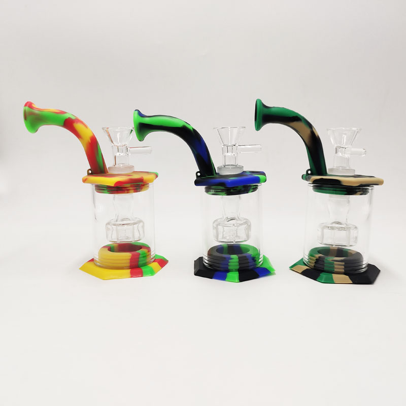 DPSP056 5.5inch  Silicone water Pipes  with glass perc and glass bowl