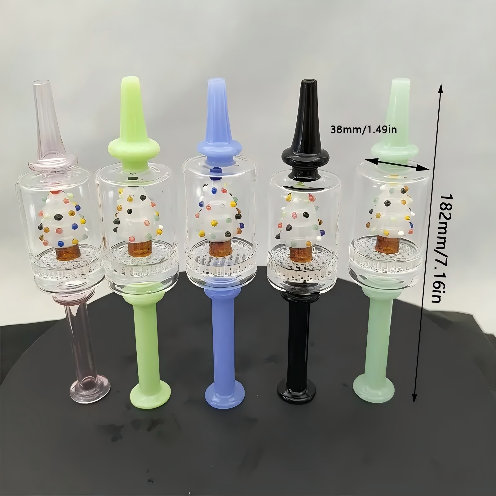 DPGHS140 Chrismas Tree Design 7.16 Inch Height Borosilicate Glass Nectar Collector Dab Straw2